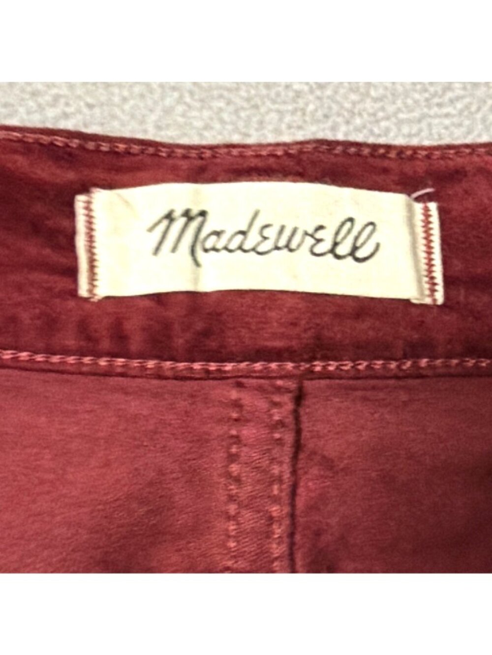 Madewell Womens Burgundy Stretch Velveteen Mini Skirt Straight Fit Size 28 - Picture 4 of 8